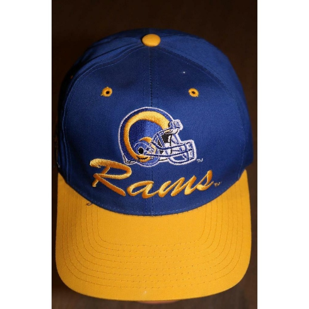 Vintage Team NFL St Louis Rams Snapback Hat Blue Yellow Embroidered Cap OSFA STL